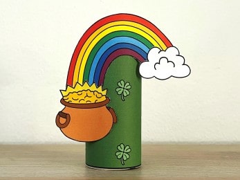 Pot of gold rainbow toilet paper printable St. Patrick's Day craft for kids