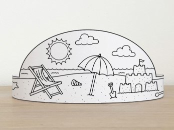 Beach crown printable template paper coloring summer craft for kids