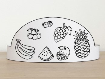 Summer fruits crown printable template paper coloring summer craft for kids