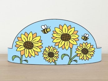Sunflowers crown printable template paper summer craft for kids