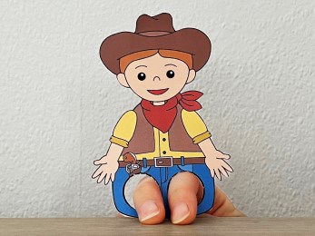 Cowboy Wild West finger puppet paper printable craft activity for kids