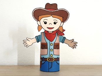 Cowgirl Wild West toilet paper roll printable craft activity for kids
