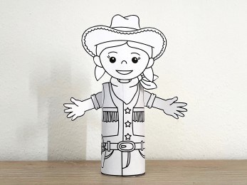 Cowgirl Wild West toilet paper roll printable coloring craft activity for kids