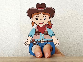 Cowgirl Wild West finger puppet paper printable craft activity for kids