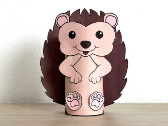 Hedgehog forest animal toilet paper roll craft printable for kids