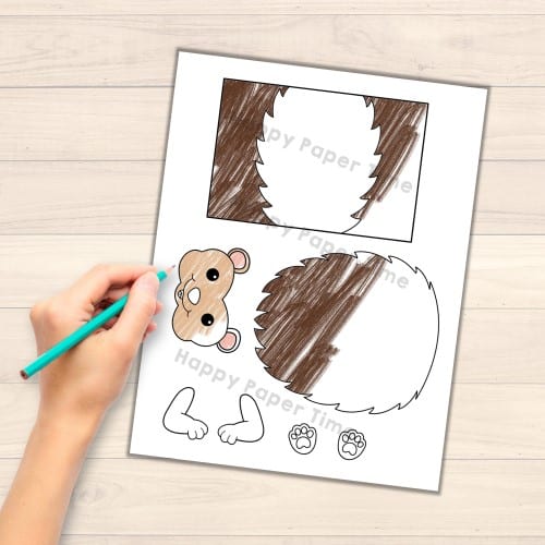 Hedgehog forest animal toilet paper roll craft printable coloring for kids