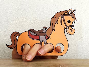 Horse Wild West finger puppet paper printable craft activity for kids