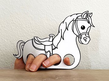 Horse Wild West finger puppet paper printable coloring craft activity for kids