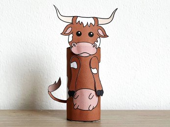longhorn cow Wild West toilet paper roll printable craft activity for kids