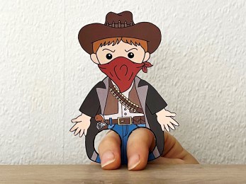 Outlaw Wild West finger puppet paper printable craft activity for kids