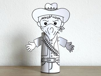 outlaw Wild West toilet paper roll printable coloring craft activity for kids