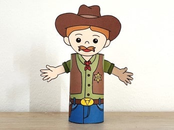 Sheriff Wild West toilet paper roll printable craft activity for kids