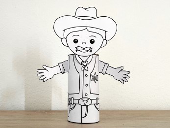sheriff Wild West toilet paper roll printable coloring craft activity for kids