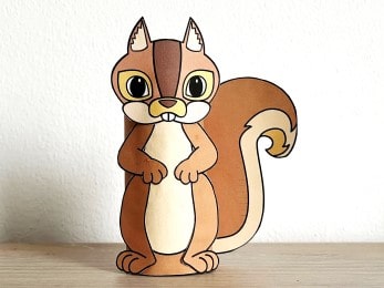 Squirrel forest animal toilet paper roll craft printable for kids