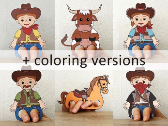 Sheriff Finger Puppet Printable Wild West Coloring Paper Craft