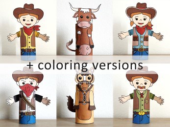 Wild West career day toilet roll paper printable coloring kids craft