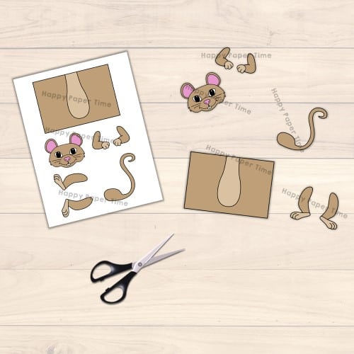 Mouse forest animal toilet paper roll craft printable for kids