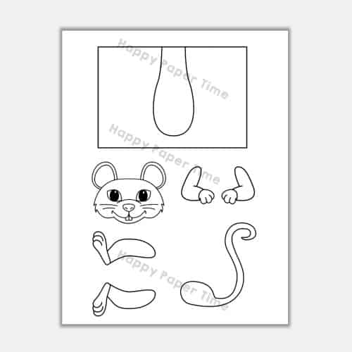 Mouse forest animal toilet paper roll craft printable coloring for kids