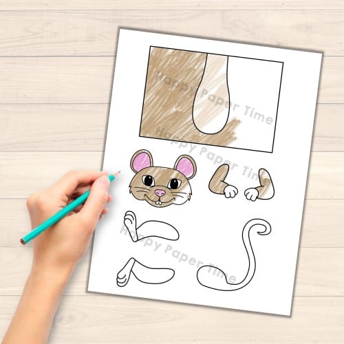 Mouse forest animal toilet paper roll craft printable coloring for kids