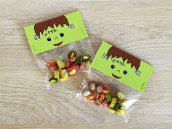 Frankenstein Halloween treat bag topper paper craft printable for kids