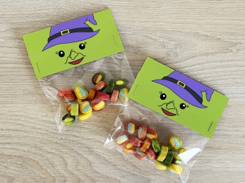 witch Halloween treat bag topper paper craft printable for kids