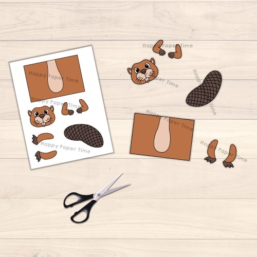 Beaver forest animal toilet paper roll craft printable for kids