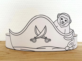 Pirate paper hat printable party coloring activity for kids