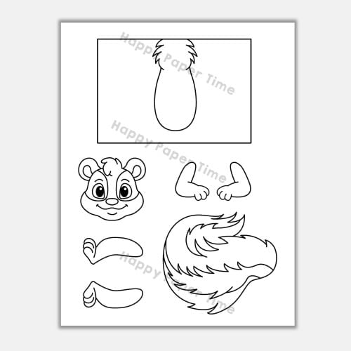 skunk forest animal toilet paper roll craft printable coloring for kids