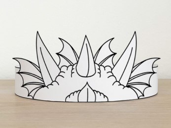 Dragon paper crown printable party coloring activity for kids