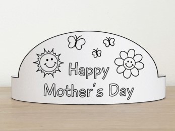 Mother's Day paper crown printable coloring craft gift for kids