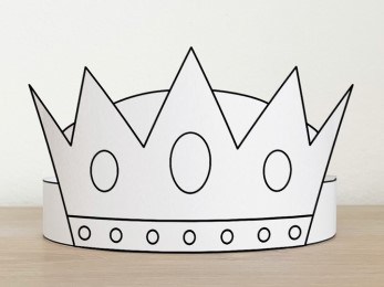 King paper crown printable party coloring activity for kids
