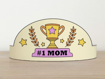 Number 1 Mom Mother's Day paper crown printable craft gift for kids