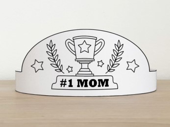 Number 1 Mom Mother's Day paper crown printable coloring craft gift for kids