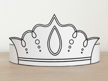 Princess paper crown printable party coloring activity for kids