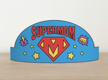 Super Mom Mother's Day paper crown printable craft gift for kids