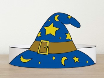 Wizard hat paper crown printable party costume activity for kids