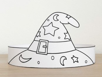 Wizard hat paper crown printable party coloring activity for kids